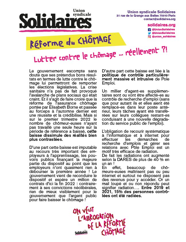 tract chômage juin 2022
